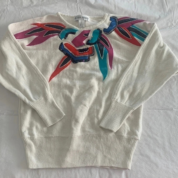 Vintage Victoria Harbour Appliqué Sequins Detail 80’s Golden Girls Sweater Sz L - Picture 1 of 16